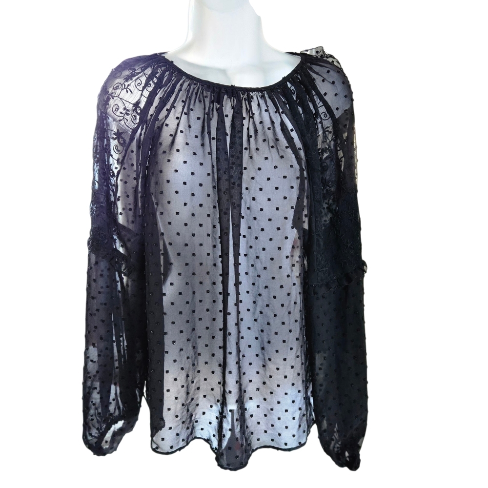 Express Black Sheer Polka Dot‎ Blouse